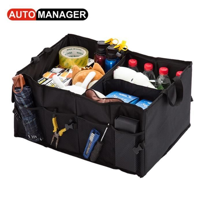 Organisateur De Coffre Pour Voiture YOOFAN Organisateur De Voiture- Bou00eete De Rangement Pliable Avec 2 Porte-Gobelets Rangement Accessoire Voiture Interieur