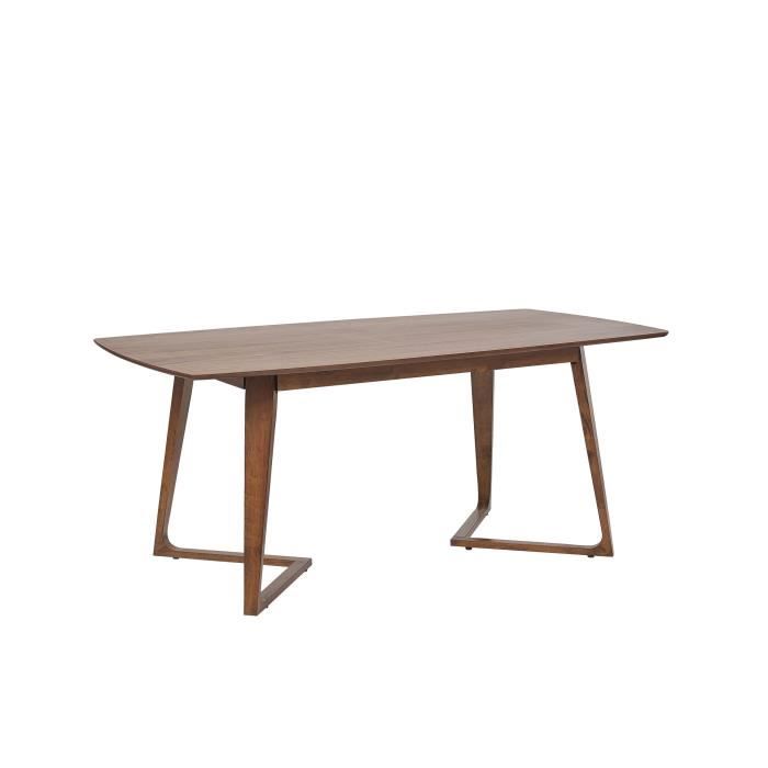 beliani - table de salle à manger effet bois foncé 180 x 90 cm huxter