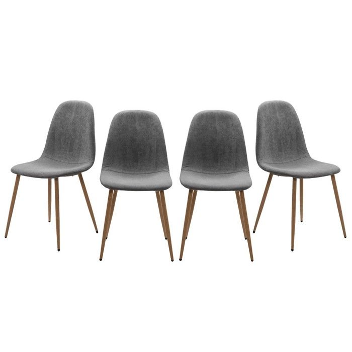 CALICOSY - Lot de 4 chaises en velours côtelé gris avec pieds en bois L43 cm - ANYA - Gris CALICOSY - Lot de 4 chaises en velours côtelé gris avec pieds en bois L43 cm - ANYA - Gris