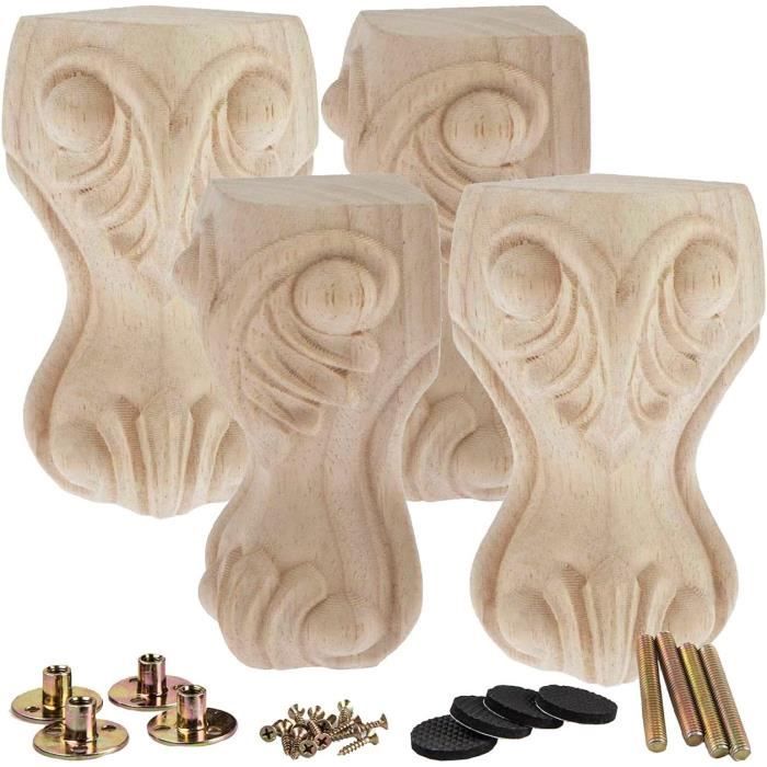 4 Appliques Murales D'angle En Bois Sculpté Floral - Déco Européenne Vintage - 18x18cm