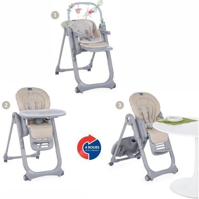 CHICCO Chaise Haute Polly Magic Relax - 4 Roues beige - Cdiscount  Puériculture & Eveil bébé