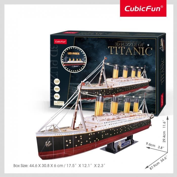 Puzzle 3D - CUBICFUN - Titanic - 266 pièces - LED - Difficulté 8