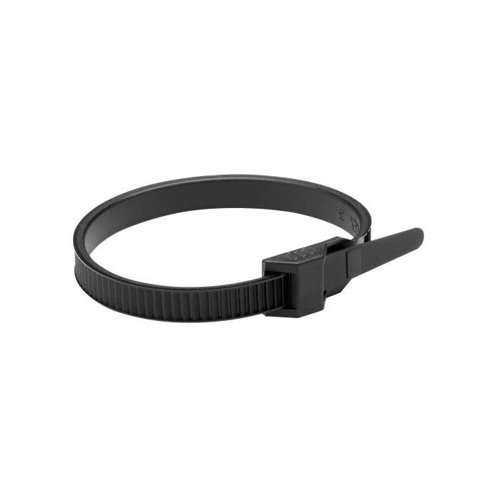 Collier de serrage plastique - Sachet avec accroche de 10 colliers auto - bloquants 6 mm x 180 mm - Noir - 709021