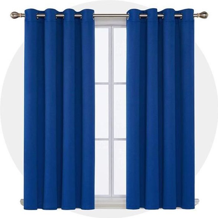 Deconovo Lot De 2 Rideau Occultant Isolant Thermique Rideau Chambre Bebe Oeillets Bleu Roi 107x1cm Decoration De Fenetres Cuisine Et Maison Centroarco Com