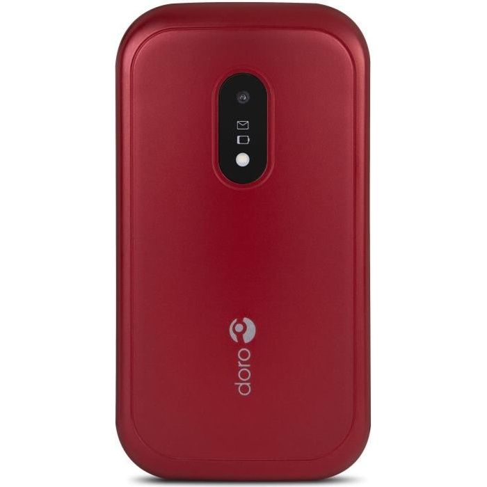 DORO 6040 - Téléphone mobile à clapet pour senior - Large afficheur - Touche d'assistance avec géolocalisation GPS - Rouge et blanc
