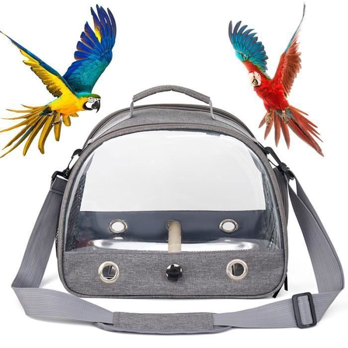 Meilleurs prix pour Sac à Dos de Voyage Portable pour Petits Animaux, Cage de Transport pour Petits Oiseaux Perroquet, 33x24x26cm Gris