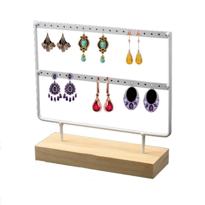 Boîte De Rangement En Bois Marron, Plateau Pour Bijoux, Boucles D'oreilles