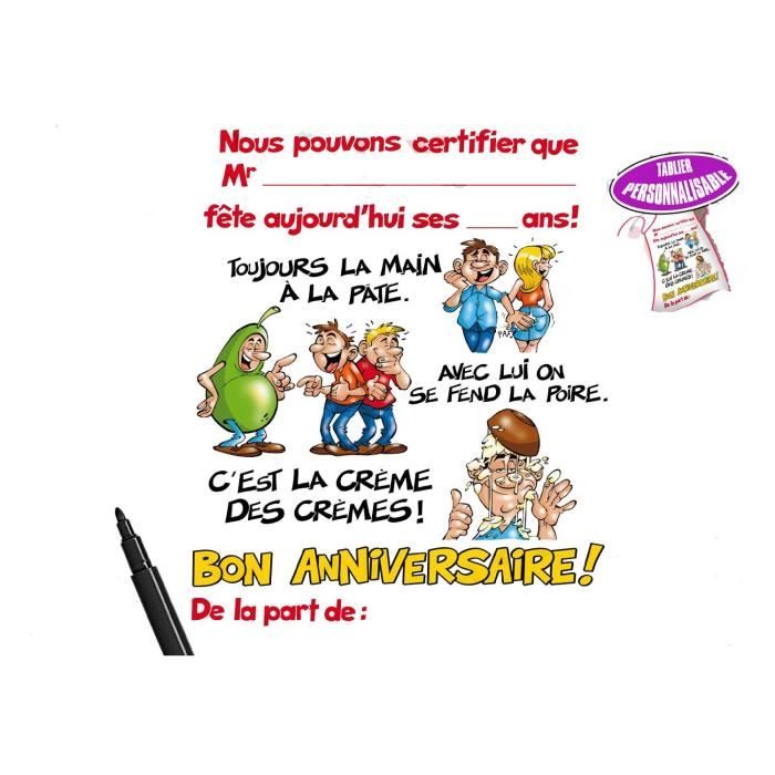 Tablier Bon Anniversaire Homme Avec Stylo Marqueur Cdiscount Jeux Jouets