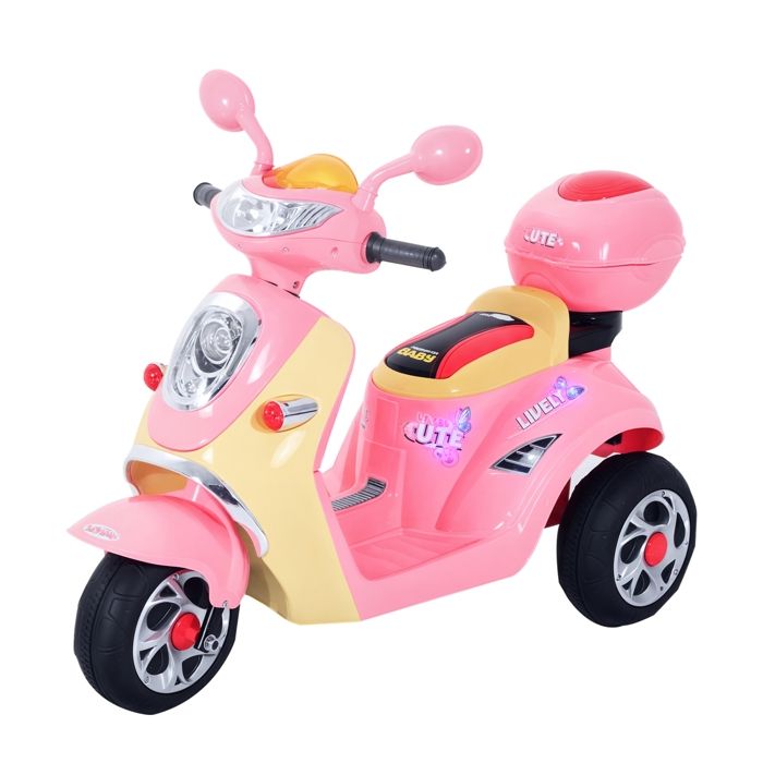 Scooter électrique - HOMCOM - enfant 3 ans 6V jouet plein air véhicule batterie - PP - 108x51x75cm - rose blanc