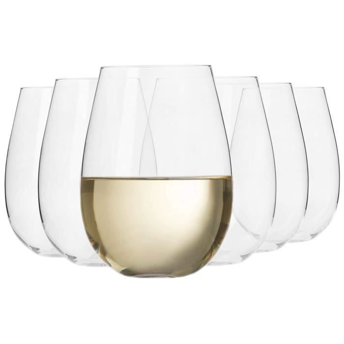 Krosno Lot De 6 Verres à Bière Blanche 500 Ml – Collection Elite Tulipe, Verre Cristallin Transparent, Résistant Lave-Vaisselle, Idéal Maison & Restaurant