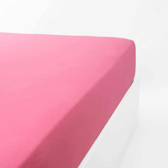 Drap housse coton 120 fils jersey extensible DOUCEUR Rose 110x190
