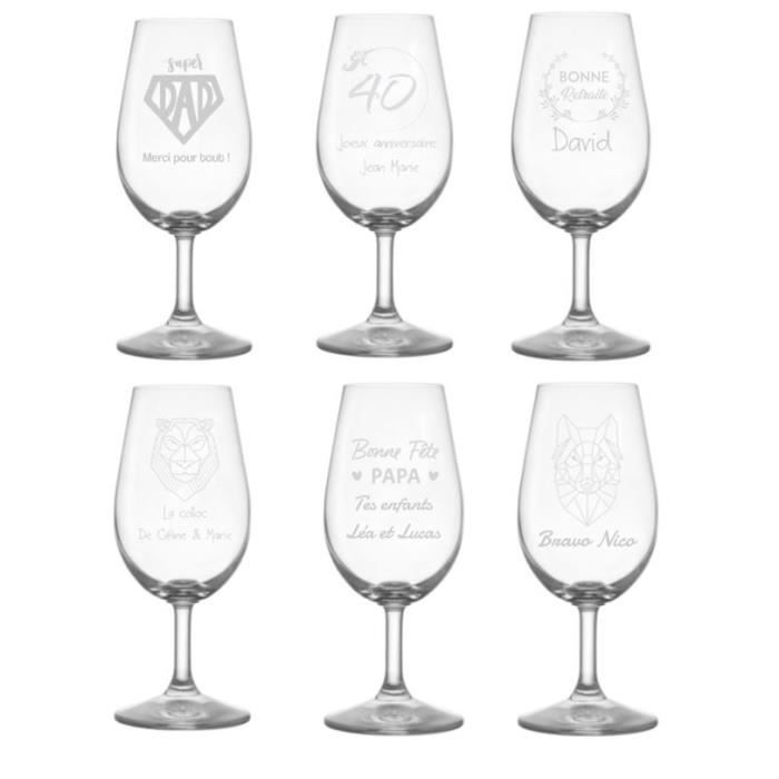 6 Verres à Vin Personnalisables Avec Gravure - Verres à Pied Élégants Et Résistants - Cadeau Ideal Pour Amateurs De Vin