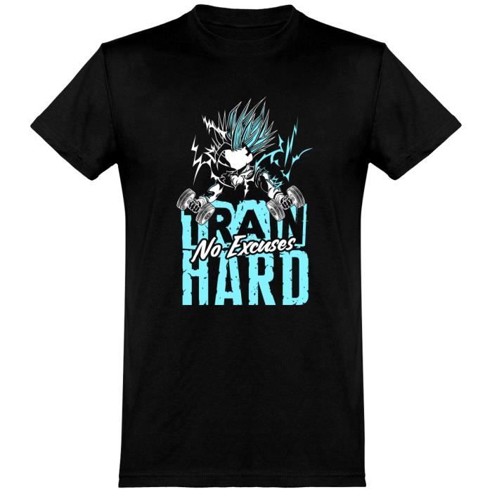 Tee-shirt homme noir manches courtes Otshirt - Train Hard - 100% coton 185gr