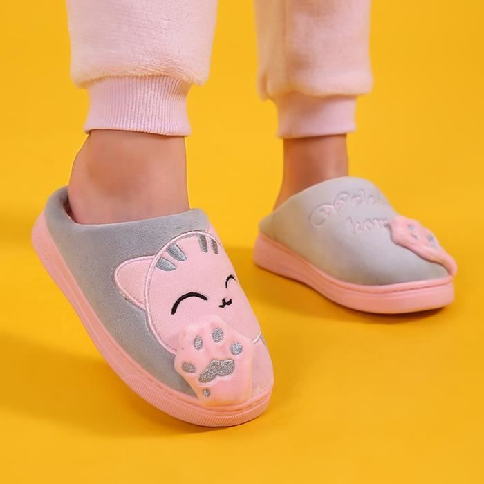 Chausson Enfants Bebe Garcons Filles Pantoufles D Hiver Dessin Anime Chat Antiderapant Maison Chaussures D Interieur Gris Achat Vente Chausson Pantoufle Cdiscount