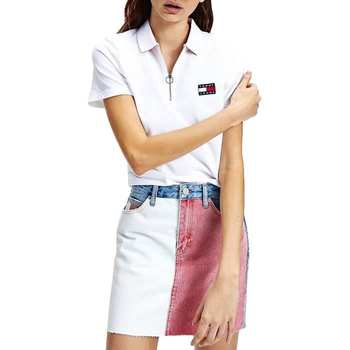 Polo Tommy Jeans Badge Blanc Pour Femme