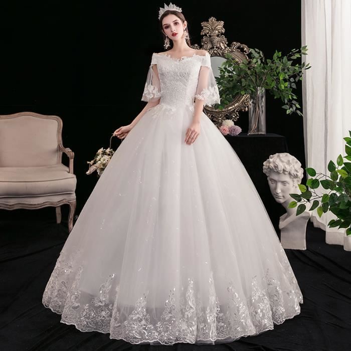 White L robes de mariee mariee floral coreen une epaule maternite grande taille simple n ud de studio grosse mariee de printe Vert Cdiscount Pret a Porter