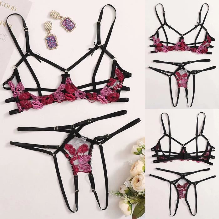 Ensemble Lingerie Soutien-Gorge Balconnet Et String Taille 100D - Beige - Neuf Avec Étiquettes - Marque Aimée L