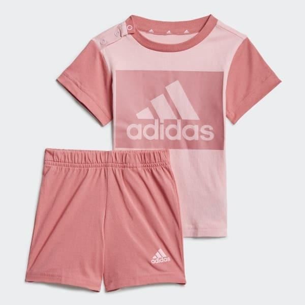 Ensemble Adidas pour enfants Short et T Shirt Roses Football