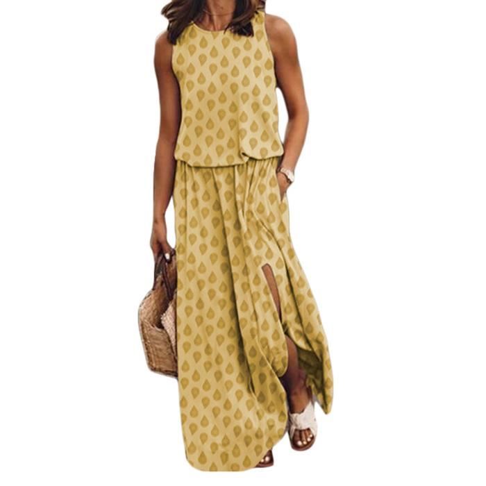 Robe D'été Sans Manches En Coton Avec Poches