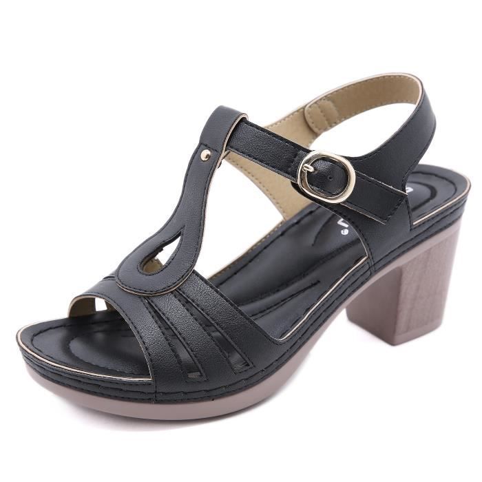 Sandales Femmes Chaussures Compens es Confort Cuir Talons 7.5CM