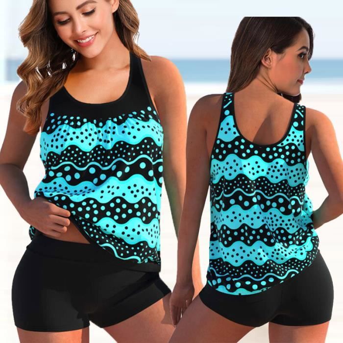 Maillot de bain,Tankini grande taille imprimé, maillot de bain femmes