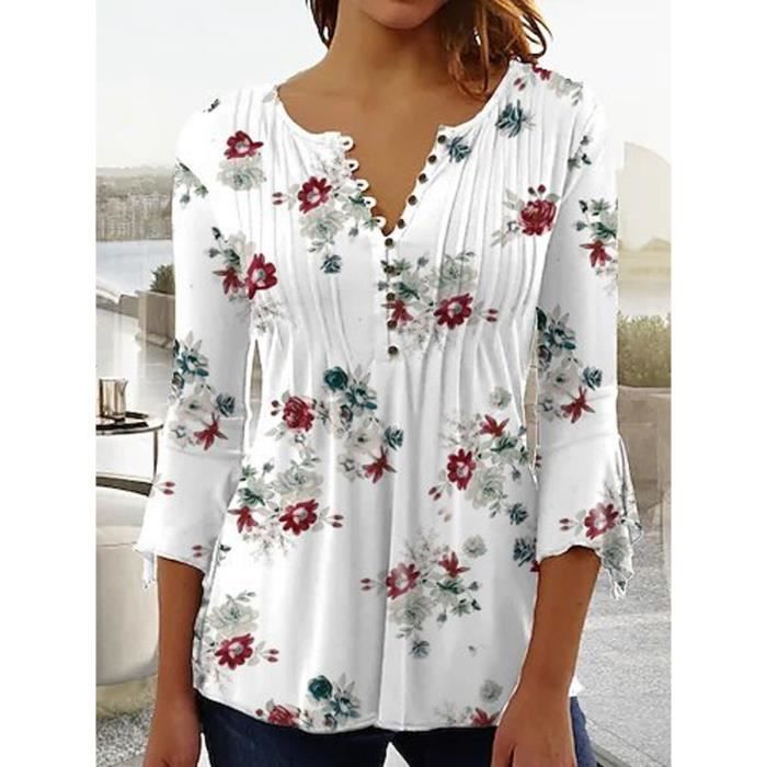Chemise,Chemisier imprimé pour femme, élégant, décontracté, mode