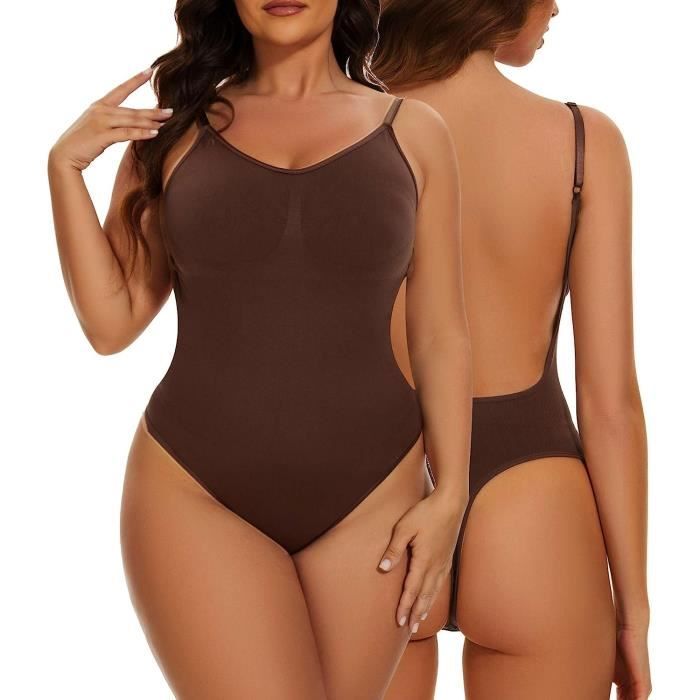 Body Gainant Design du Dos Nu Femme, Body Sculptant Femme avec  Soutien-Gorge Sans Compression, Bodysuit Gaine Ventre Plat, - Marron Marron  chiné - Cdiscount Prêt-à-Porter