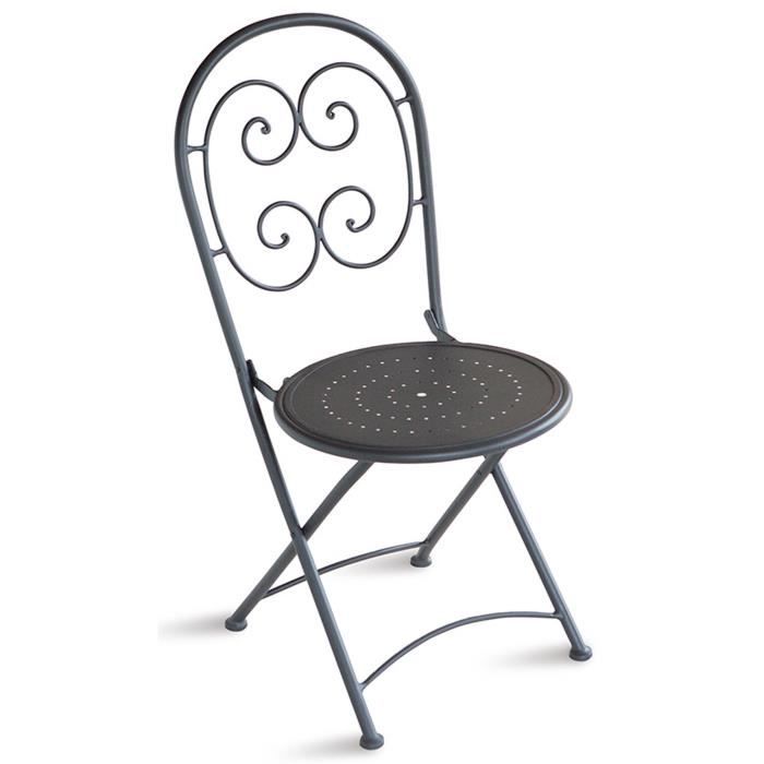 Chaise pliante de jardin en fer forgé coloris gris anthracite  Dim  H