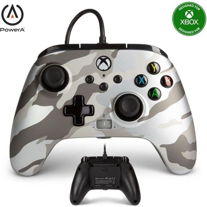 Manette filaire Pro PowerA avec palettes Camouflage Silver pour