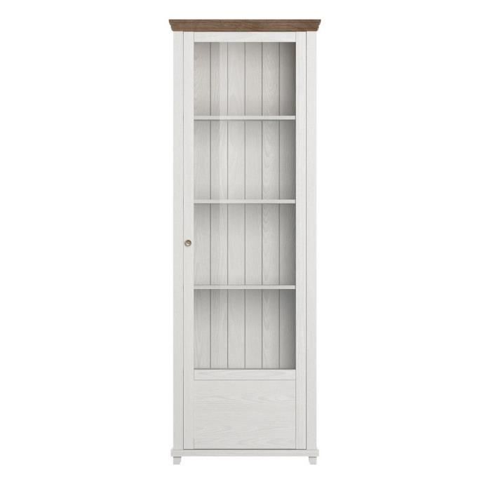 vitrine 1 porte collection assia. couleur frêne blanc et chêne. ouverture droite
