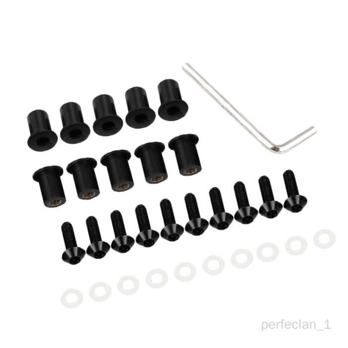 Kit Vis Moto Universel Kit Vis Pare-brise Moto Noir | 10 Pièces M5x16mm | Universel Pour Toutes Motos | Fixation Renforcée Accessoire Moto Noir