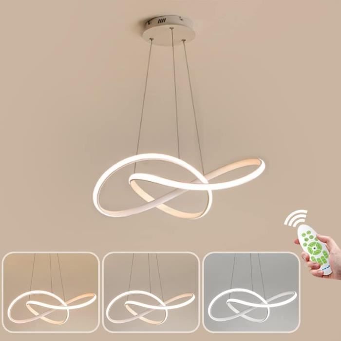 NETTLIFE Plafonnier LED Blanc 32W Moderne Dimmable 107CM Lampe de Salon Longue Lampe de Bureau