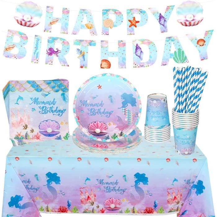 Set De Vaisselle De Fête Philoctès 61 Pièces - 20 Assiettes, 20 Gobelets, 20 Serviettes, 1 Nappe - Pour Anniversaire Enfant, événements