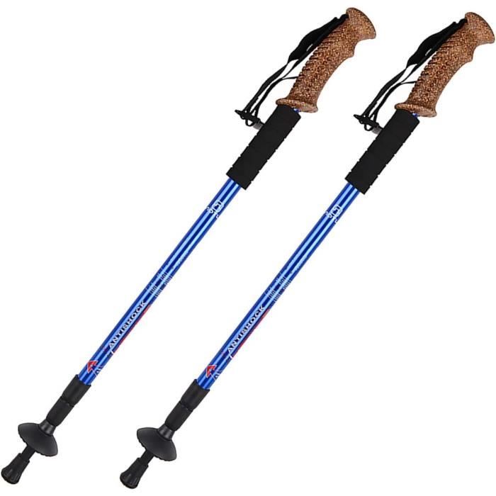 Bâtons De Marche Nordique Energia Wood Alum 3 BL - Aluminium Et Liège - Ressort Anti-choc - Neuf