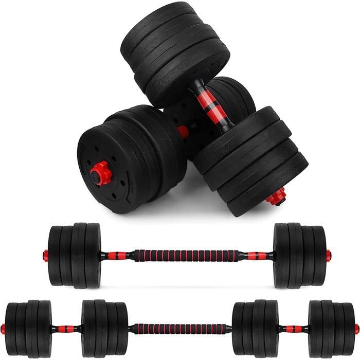 Wuuhoo Set Haltères Arni 2-en-1 | Haltères Courts/Longs Disques Synthétiques 30mm