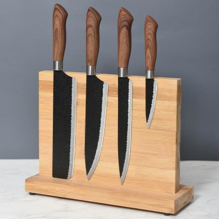 1 Pc porte-couteau aimant fort en bambou pour la cuisine à