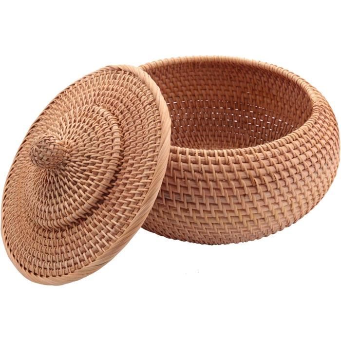 Panier En Osier Tressé Vintage – Forme Hibou – 23,5 Cm