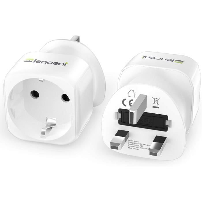 Adaptateur Prise Anglaise Uk Angleterre France Avec 3 Usb Et 1 Type-C