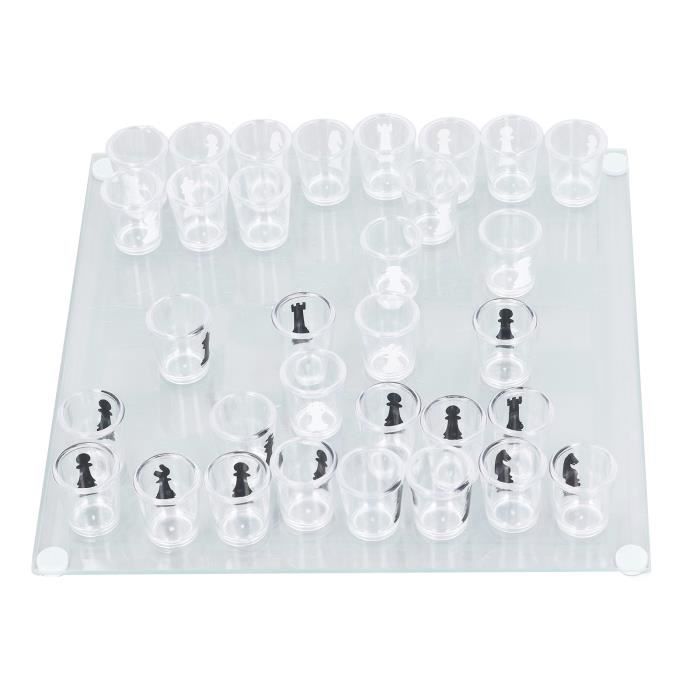 Jeu D'Échecs En Verre 25 Cm – Plateau Et Pièces – Cadeau Toutes Générations – Design Royal Anti-Bruit