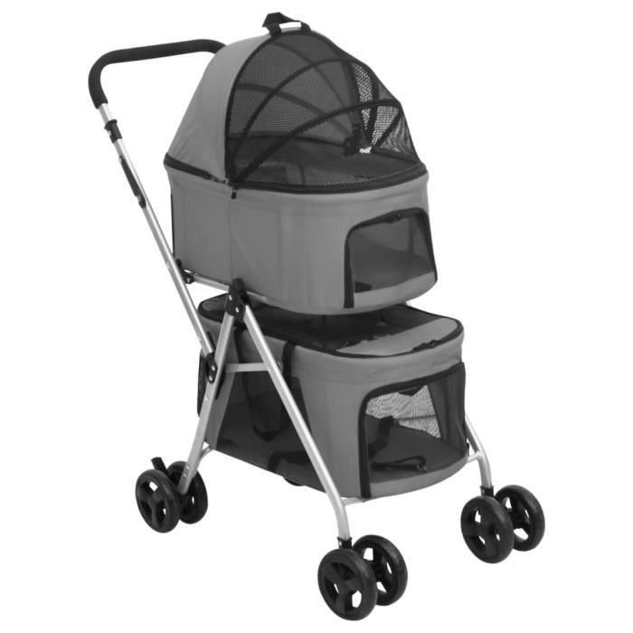 "BEST"Poussette pour chien pliante à 2 niveaux Gris 83x48x97cm FR40533