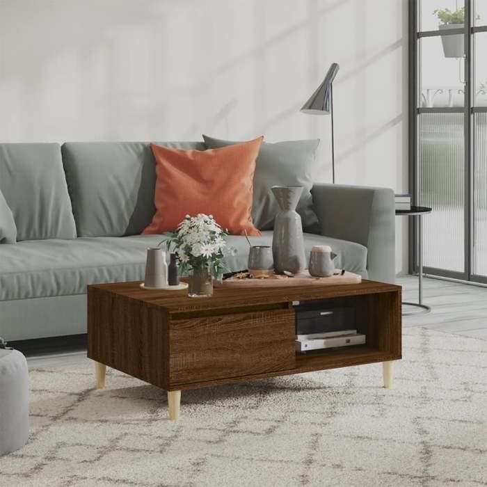 vidaXL Table basse Chêne marron 90x60x35 cm Aggloméré Brun Tableau 20.8kg
