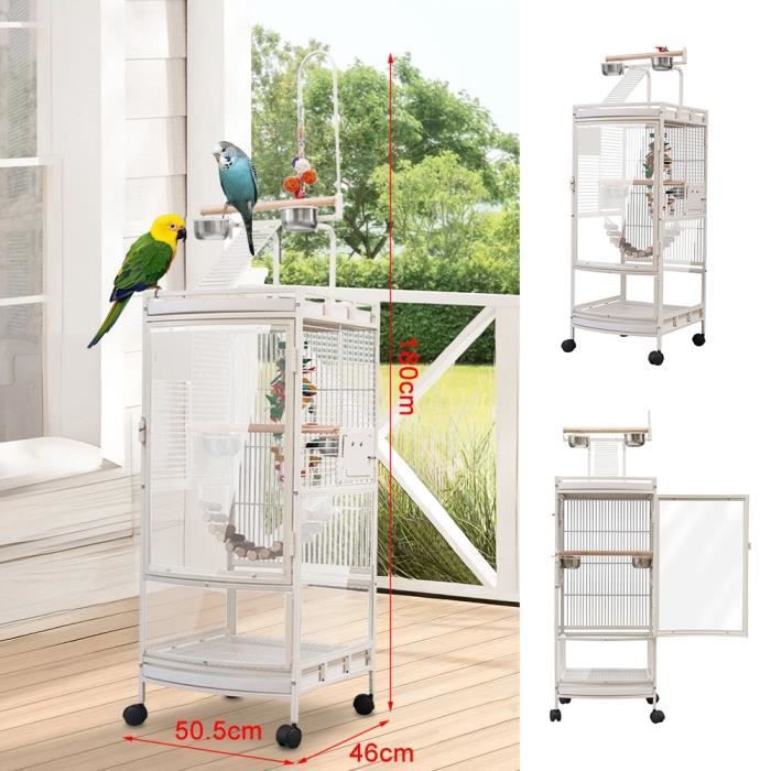 Meilleurs prix pour Cage pour oiseaux canaris XUANYU - Blanc - Taille moyenne - A poser au sol - Plateforme interactive