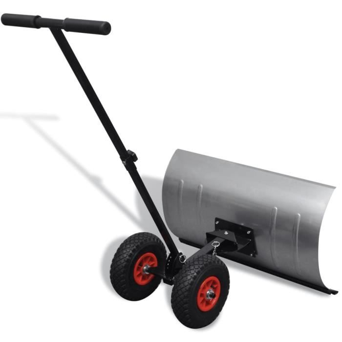 Pelle à Neige Avec Roues Uisbert - 5 Niveaux Hauteur Réglable - Largeur 75 Cm - Idéal Déneigement Facile