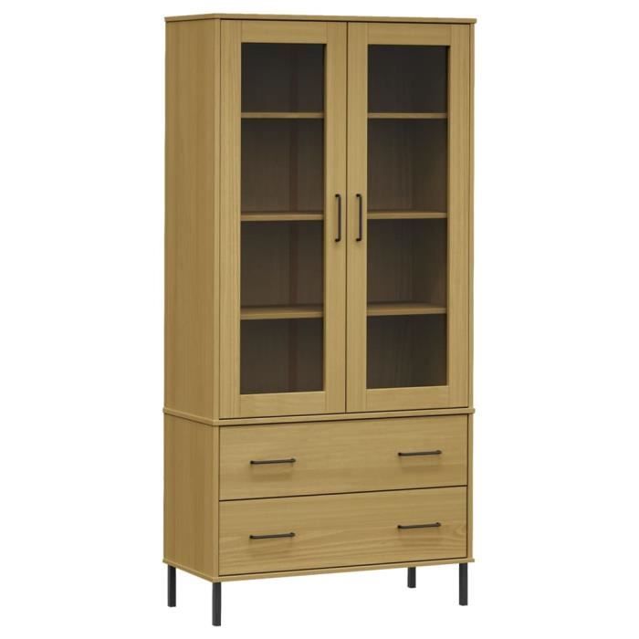 KOMFOTTEU Bibliothèque à 2 Portes avec 2 Étagères Réglables, Vitrine avec Tiroir, 4 Pieds en Pin, Armoire de Rangement avec Dispositif Anti- basculement, 80 x 40 x 139 cm, Blanc