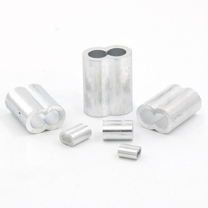Futheda 50 Pièces Manches En Aluminium 4mm Pour Câble Métallique - Clips à Sertir Double Trou Argentés