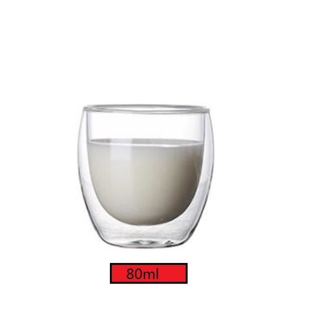 Lot De 6 Tasses Expresso Double Paroi - Verre Borosilicate 80ml, Transparent - Pour Café, Latte, Whisky