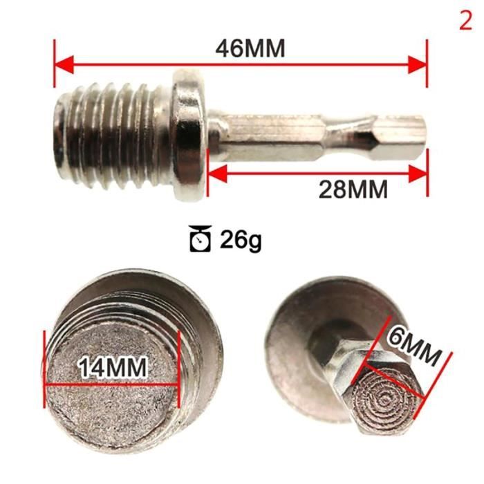 Adaptateur Mandrin M14 Avec Tige 6 Mm - Pour Plateau De Polissage/ponçage Sur Perceuse - Fabriqué En Allemagne