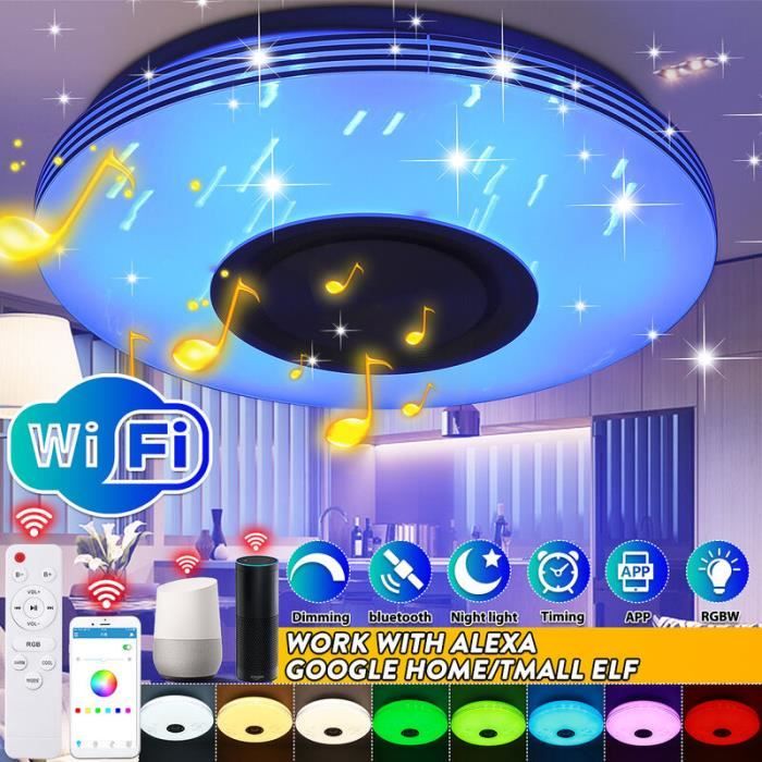 Plafonnier LED RGB - YYV - 30 cm - Lumière Musicale - Haut-parleur Bluetooth - Télécommande WIFI