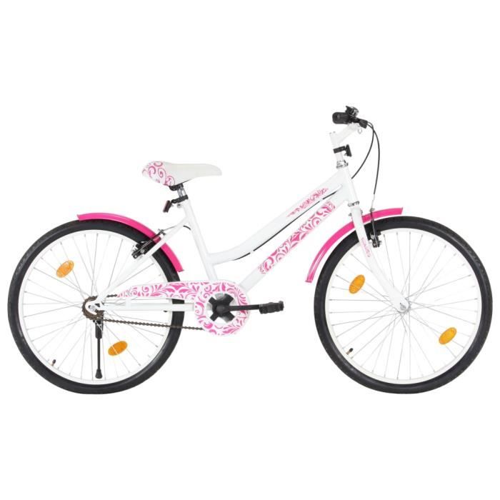 Vélo pour enfants 24 pouces Rose et blanc