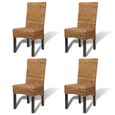Style Vintage Rétro Chaise de cuisine - Chaises de salle à manger 4pcs Bois solide de manguier et abaca - Fauteuil de Relaxation 296-1